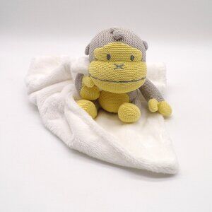 Baby Bum Monkey Lovey Duke Gray Yellow White Knitted Plush Security Blanket Soft